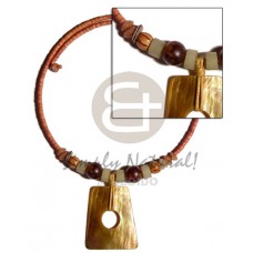 Coconut Wood Beads Tan Brown Lip Shell Coconut Necklace BFJ1364NK