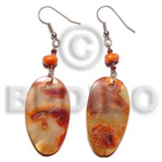 Dangling Oval Hammer Shell Glass Beads Orange Dyed Shell Earrings BFJ5025ER