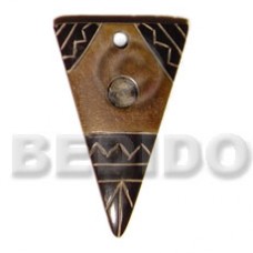 Horn Carvings Antique Natural Aztec 45 mm Pendants - Bone Horn Pendants BFJ5197P