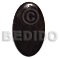 Horn Oval Black 40 mm Pendants - Bone Horn Pendants BFJ5602P