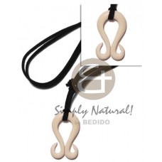 Leather Thong Bone adjustable Natural White 40 mm Hook Necklace - Surfer BFJ1413NK