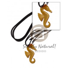 Leather Thong Mother of Pearl adjustable Natural 40 mm Seahorse Necklace - Surfer BFJ1424NK