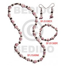 Luhuanus Shell Natural Set Jewelry 18 in necklace 7.5 Bracelets Earrings Set Jewelry BFJ034SJ