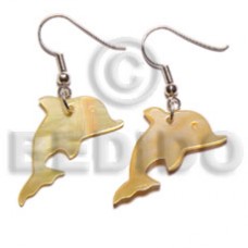 Mother-Of-Pearl Dolphin 30 mm Dangling Yellow Shell Earrings BFJ5021ER