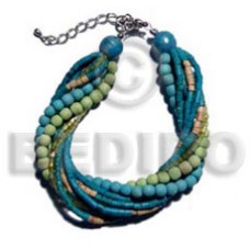 Multi Row Aqua Marine Coconut Heishi Glass Beads Coconut Bracelets BFJ5210BR