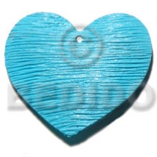 Painted Heart Aqua Blue 50 mm White Wood Pendants - Wooden Pendants BFJ6082P