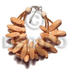 Peach Wood Beads Slide Cut Glass Beads 7.5 inches Wood Bracelets BFJ5150BR