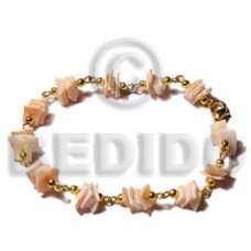 Pink Gold Chain Pink Rose Shell 7.5 inches Square Cut Sea Shell Bracelets BFJ5051BR