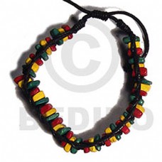 Rasta Wax Cord adjustable Macrame Reggae Wood Beads BRACELETS - MACRAME BFJ5461BR