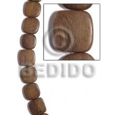Robles Wood Round Edges Square Brown 25 mm Hardwood Wood Beads - Flat Square Wood Beads BFJ472WB