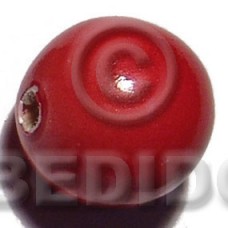White Wood Coated 25 mm Red Painted Beads Strands Wood Beads - Painted Wood Beads BFJ394WB