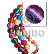 White Wood Lilac 20 mm Round Wrapped Per Piece China Cord Wood Beads - Round Wood Beads BFJ305WB