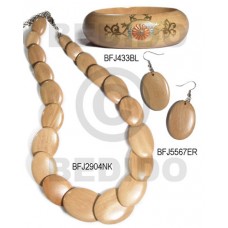 White Wood Natural Set Jewelry 18 in necklace Bangles Earrings Set Jewelry BFJ180SJ