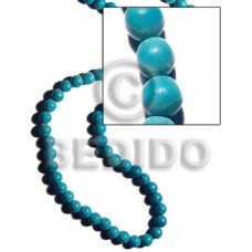 White Wood Round Dyed Aqua Blue 10 mm Beads Strands Wood Beads - Painted Wood Beads BFJ286WB