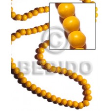 White Wood Round Yellow Beads Strands 10 mm Dyed Wood Beads - Round Wood Beads BFJ282WB