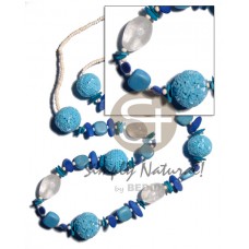 Wood Beads Glass Beads Blue Dyed 38 inches Wooden Necklaces BFJ2049NK