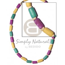 Wood Beads Green Yellow Lavender Multi-Color Dyed Coconut Wooden Necklaces BFJ517NK