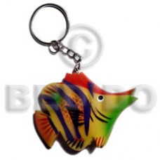 Wood Hand Painted Fish 60 mm Multi-Color Keychain BFJ001KC