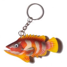 Wood Hand Painted Fish 80 mm Multi-Color Keychain BFJ007KC