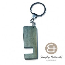 Wood Stained Blue Coated 64 mm x 24 mm x 5 mm Chrome Keychain IPHONE ANDROID ACCESSORY BFJ076KC