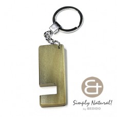 Wood Stained Green Coated 64 mm x 24 mm x 5 mm Chrome Keychain IPHONE ANDROID ACCESSORY BFJ073KC