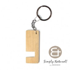 Wood Stained Natural Coated 64 mm x 24 mm x 5 mm Chrome Keychain KEYCHAIN BFJ082KC