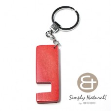 Wood Stained Red Coated 64 mm x 24 mm x 5 mm Chrome Keychain IPHONE ANDROID ACCESSORY BFJ074KC