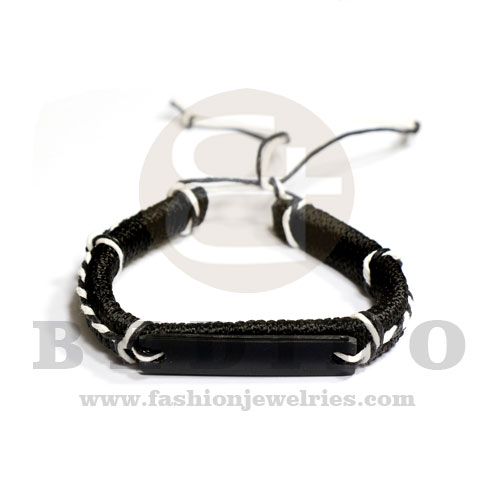 Acrylic Id Bracelet Macrame thread Black adjustable BRACELETS - MACRAME BFJ5533BR