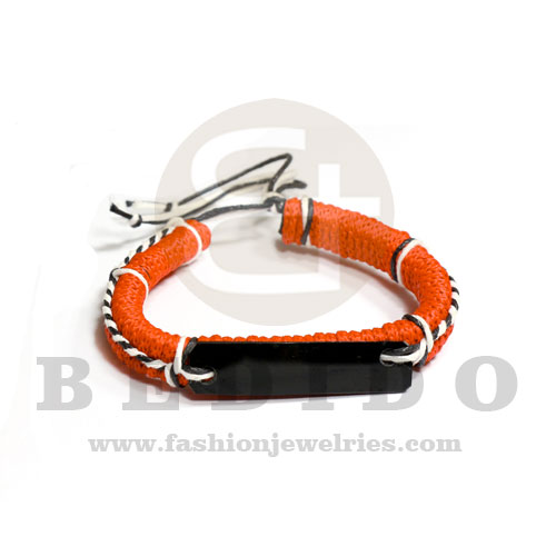 Acrylic Id Bracelet Macrame thread Orange adjustable BRACELETS - MACRAME BFJ5534BR