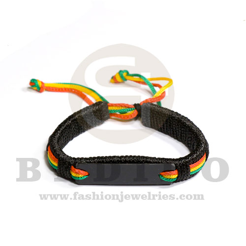 Acrylic Id Bracelet Macrame thread Rasta adjustable BRACELETS - MACRAME BFJ5536BR