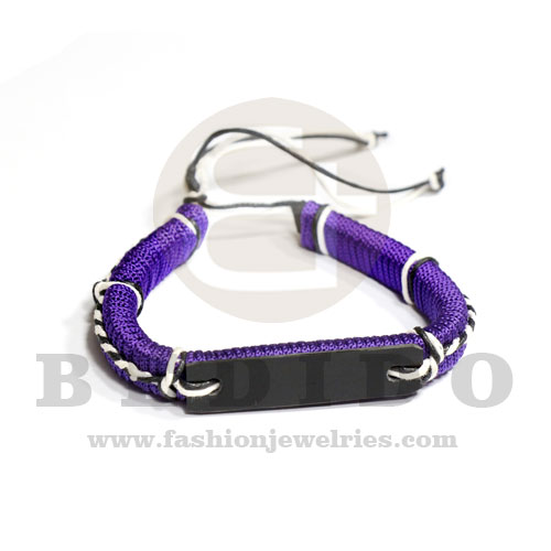 Acrylic Id Bracelet Macrame thread Violet adjustable BRACELETS - MACRAME BFJ5532BR