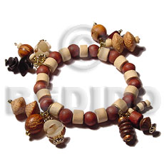 Assorted Wood Beads Brown Wood Bracelets BFJ5052BR