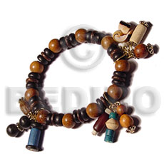 Assorted Wood Beads Brown Wood Bracelets BFJ5054BR