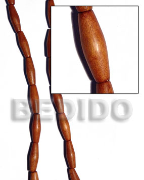 Bayong Wood 10 mm Brown Football 16 inches Beads Strands Wood Beads - Football and Cylinder Wood Beads BFJ234WB