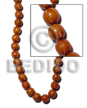 Bayong Wood 10 mm Groove Natural Round Wood Beads Carved Wood Beads BFJ137WB