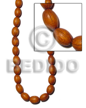 Bayong Wood 12 mm Groove Natural Oval Wood Beads Carved Wood Beads BFJ136WB