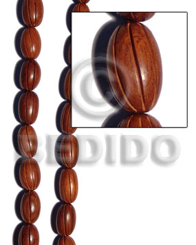 Bayong Wood 17 mm Groove Brown Oval Wood Beads Carved Wood Beads BFJ215WB