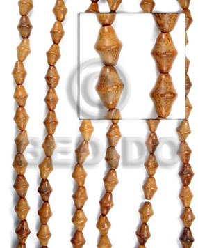 Bayong Wood Double Cones 15 mm Brown Beads Strands Wood Beads - Saucer and Diamond Wood Beads BFJ052WB