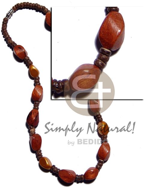 Bayong Wood Twist Resin Gold Coconut 4-5 mm 10 mm Wooden Necklaces BFJ2262NK