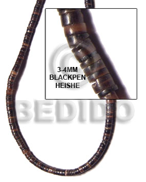 Black 16 inches Black Pen Shell Heishi 3-4 mm Shell Heishe Shell Beads BFJ016HS