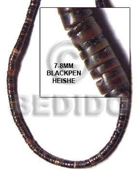 Black 16 inches Black Pen Shell Heishi 7-8 mm Shell Heishe Shell Beads BFJ017HS