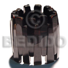 Black Black Tab Shell Resin Backing Elastic 58 mm Bangles - Shell Bangles BFJ015BL