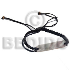 Black Macrame Kabibe Shell ID Bracelet BRACELETS - MACRAME BFJ5263BR