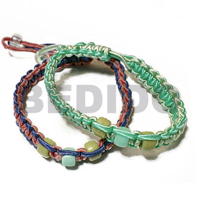 Blue Macrame thread adjustable Macrame Brown Green Wood Beads BRACELETS - MACRAME BFJ5358BR