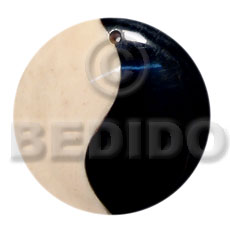 Bone Horn Yin Yang Black and White 40 mm Pendants - Bone Horn Pendants BFJ5689P