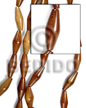 Brown 16 inches Bayong Wood Football 10 x 30 mm Natural Wood Beads - Football and Cylinder Wood Beads BFJ015WB