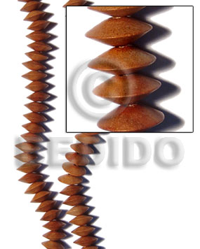 Brown 16 inches Bayong Wood Saucer 8 x 20 mm Natural Wood Beads - Saucer and Diamond Wood Beads BFJ046WB