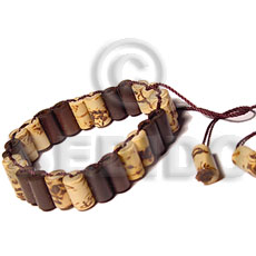 Brown Bamboo Weave adjustable Wood Bracelets BFJ5060BR