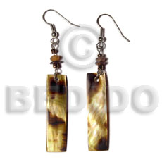Brown Lip Shell Bar Horn Glass Beads Dangling 40 mm Brown Shell Earrings BFJ5030ER