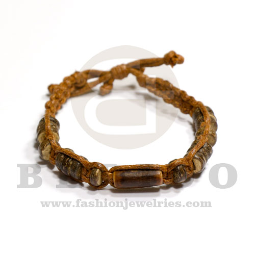 Brown Macrame thread adjustable Macrame Wood Beads BRACELETS - MACRAME BFJ5531BR